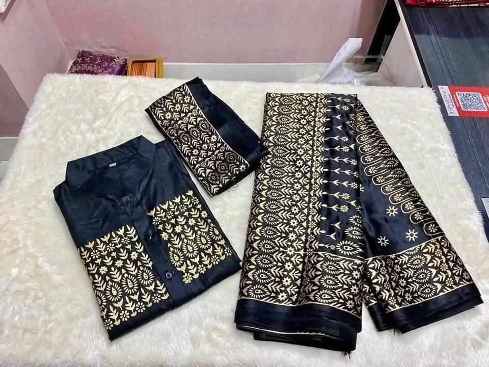 জাপানি সিল্ক শাড়ি নরম ও আরামদায়ক স্কিন প্রিন্টের নিখুঁত কাজ